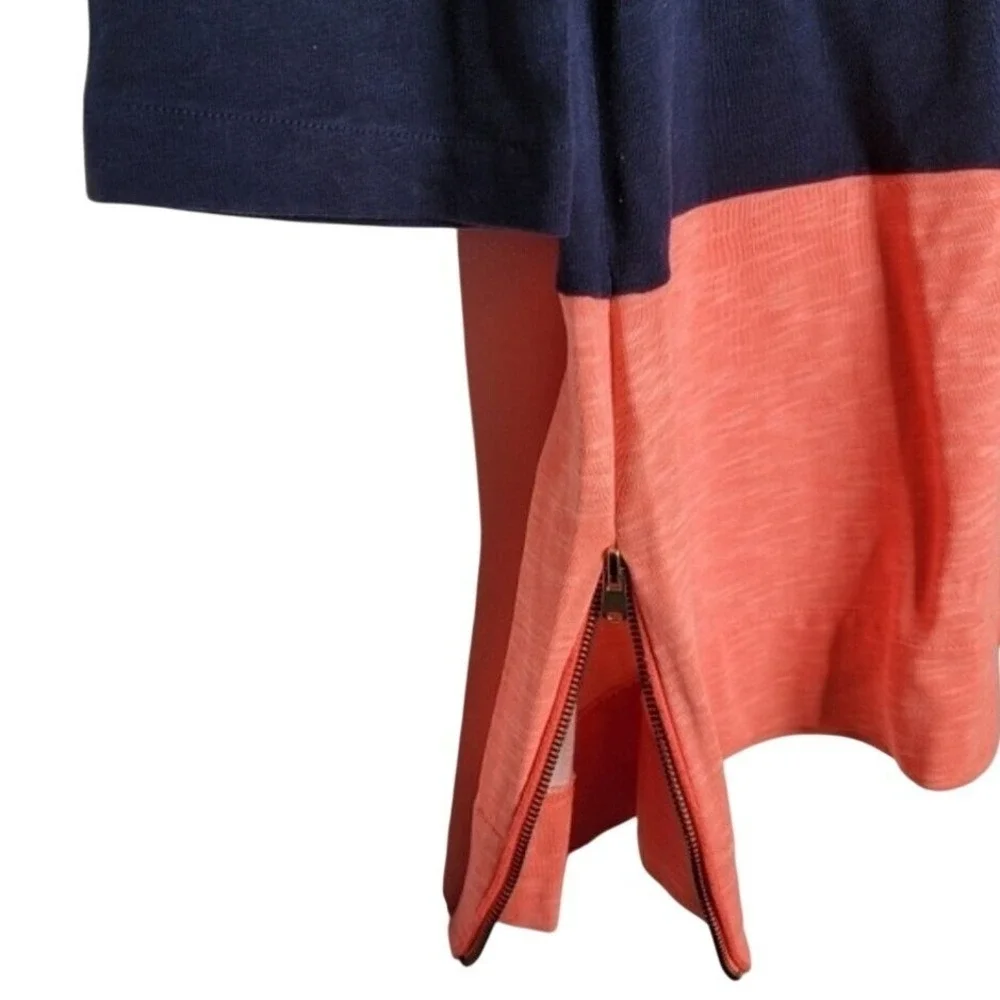 J.CREW Shift Dress Maritime Colorblock Small Cotton Slub 3/4 Sleeve‎ Drop Waist